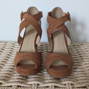 Strappy brown heels